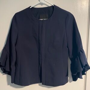 Banana Republic Dark Blue Ruffle Sleeve Blazer